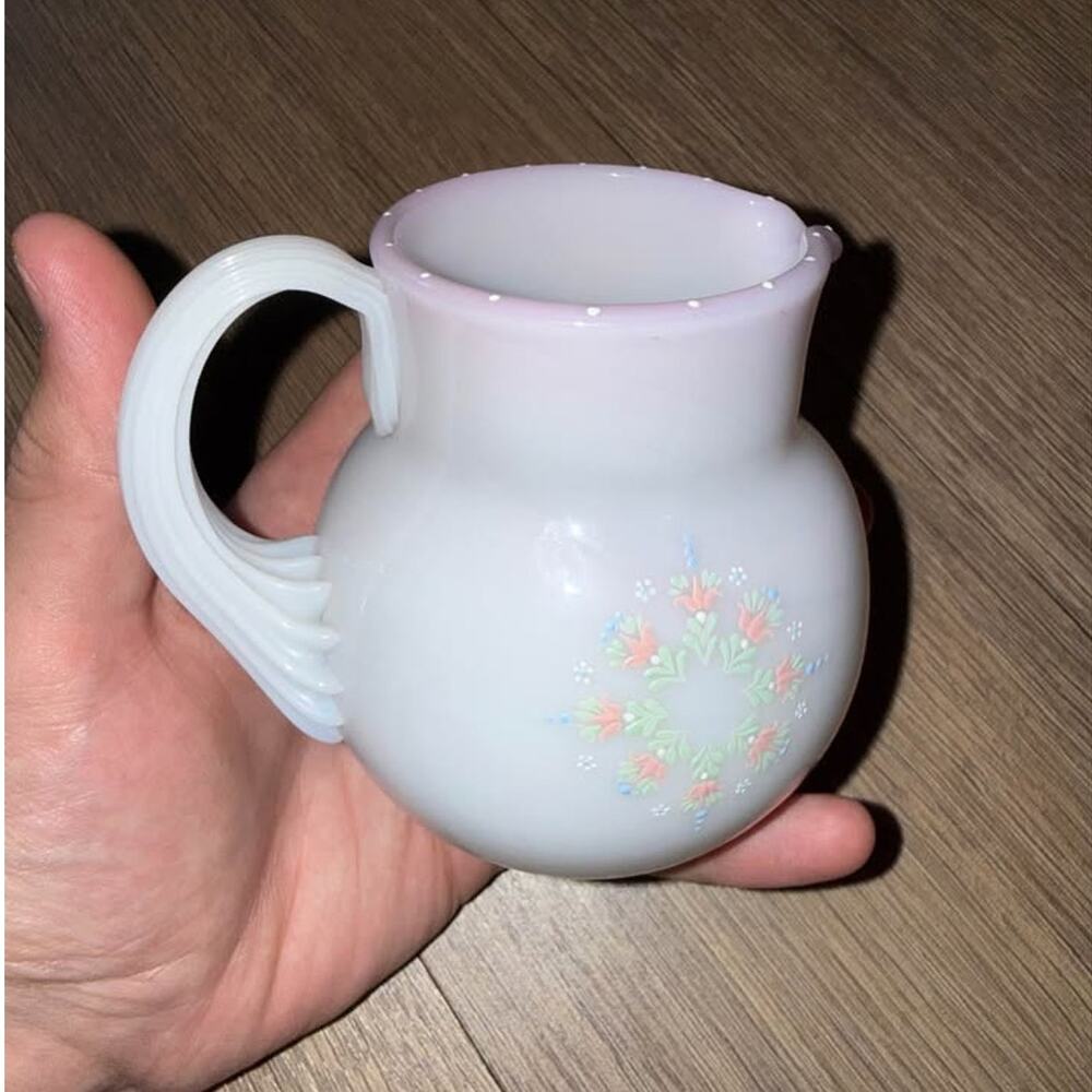 Antique Pairpoint White Opal Glass Creamer Pitcher Signed P. Kiluk